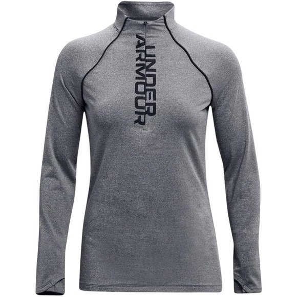 Under Armour Women's UA ColdGear 1/4 Zip Gray Baselayer Shirt Large - Picture 2 of 12